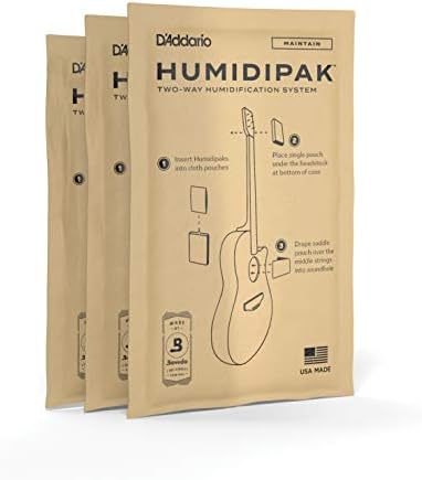 D'Addario Accessories Guitar Humidifier Packs - Two-Way Humidification System Conditioning Packets - For Maintaining Proper Guitar Humidification Level - 3 Maintain Replacement Packets