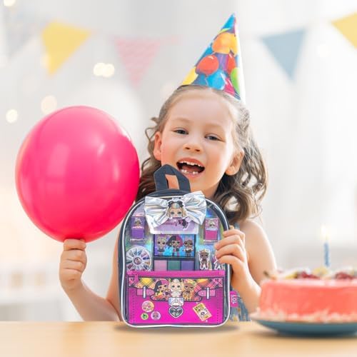 L.O.L. Surprise! Makeup Filled Backpack Set, Including Lip Balm, Nail Polish, Nail File, Hair Bows, and Other Accessories, Perfect for Parties, Sleepovers and Makeovers, Ages 3+, by Townley Girl