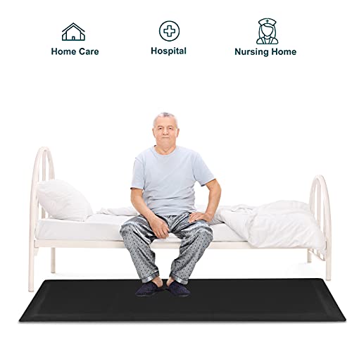 OMECAL 70"x24"x1/2" Thick Medical Bedside Fall Safety Protection Floor Mat for Elderly Senior Handicap,Reducing Injury Risk and Impact, Prevent Bed Falling, Anti Fatigue, Non-Slip Beveled Edge