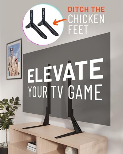 ECHOGEAR TV Legs Replacement TV Stand for Screens Up to 65" - Foldable TV Bracket Includes Hardware, Anti-Slip & Non-Scratch Pads - Easy 3-Step Install TV Feet w/Wide VESA Compatibility