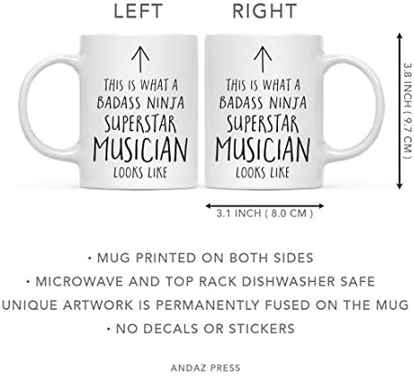 Andaz Press Funny 11oz. Ceramic Coffee Tea Mug Gift, This is What a Badass Ninja Superstar Musician Looks Like, 1-Pack, Birthday Christmas Gift Ideas