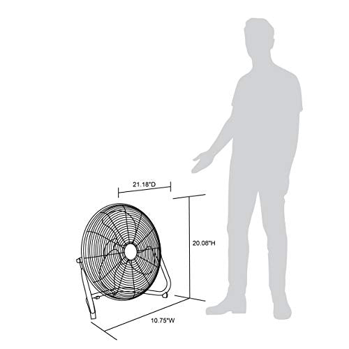 NewAir 18" High Velocity Industrial Floor Fan, Heavy Duty Metal Fan, Adjustable Tilt and 3 Speeds up to 4012 CFM, Rotatory Switch | Garage Fan for Indoor, Warehouse, Workshop, Gym or Home