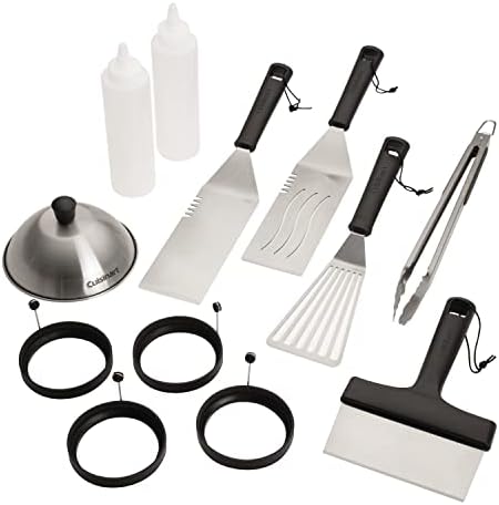Cuisinart CGS-1312 12-Piece Tool Set, Outdoor Griddle Accessories-Spatula, Tongs, Scraper, Melting Dome, Squirt Bottle, Silicone Egg Ring