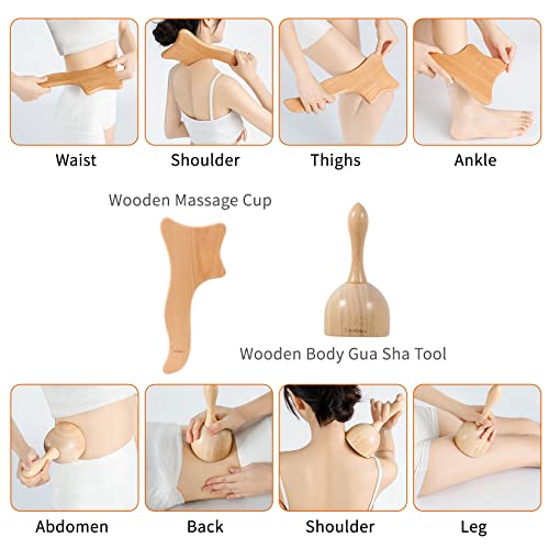 AiRelax 7 Pack Wood Therapy Massage Tools for Body Shaping Set, Cellulite Massager,Maderoterapia Kit Colombiana,Lymphatic Drainage Massager Tools for Neck Back Waist Pain Relief