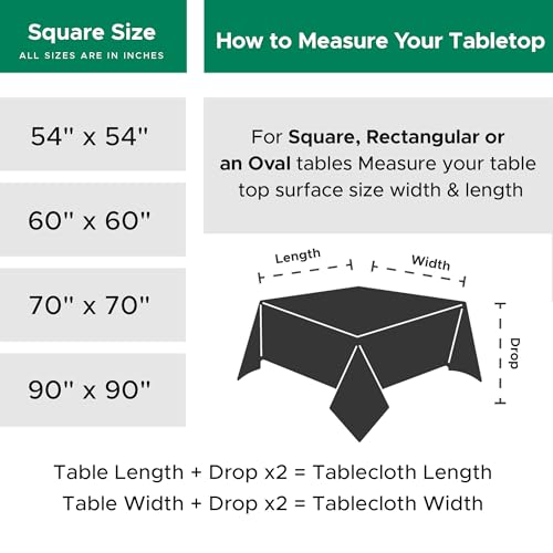 Biscaynebay Textured Fabric Christmas Square Tablecloths 54x54 Inches, Burgundy Water Resistant Tablecloths for Dining, Kitchen, Wedding, Parties etc. Machine Washable