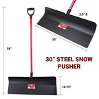 Bully Tools 92819 30" Steel Snow Pusher with Fiberglass D-Grip Handle