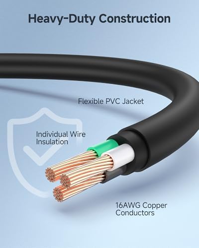 [UL Listed] Cable Matters 2-Pack 16 AWG 3 Prong Long Computer Power Cord - 15ft, 13A Monitor Power Cord Replacement, AC Cable, NEMA 5-15P to IEC C13, Black