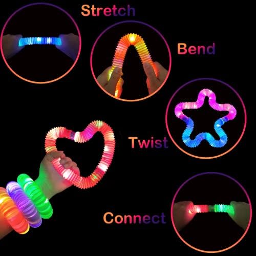 24 PCS Light up Party Favors Supplies for Kids 4-8-12,Bulk Valentines Glow Sticks Bracelet Necklace Accessories for Toddlers,Neon Birthday Return Gifts Treats, Mardi Gras Goodie Bag Stuffer Fillers