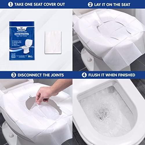 MP MOZZPAK Toilet Seat Covers Disposable (100 Pcs) - XL Flushable Disposable Toilet Seat Cover for Kids Potty Training, Adults - 100% Biodegradable - Travel Essential Accessories for Airplane, Camping