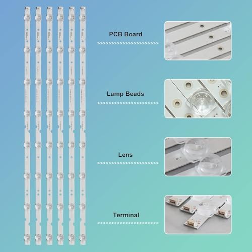 Gmatrix Replacement TCL LED Backlight Strips for TCL 65'' TV(Set of 6)
