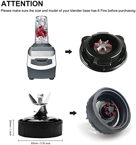 Blender Replacement 6 Fins for Ninja Blade 16 oz Cup Fit for Nutri Ninja BL660 1100w, Ninja BL771 30, Ninja BL770 1500w, BL780CO BL663 BL663CO BL665Q BL740 BL773 BL780