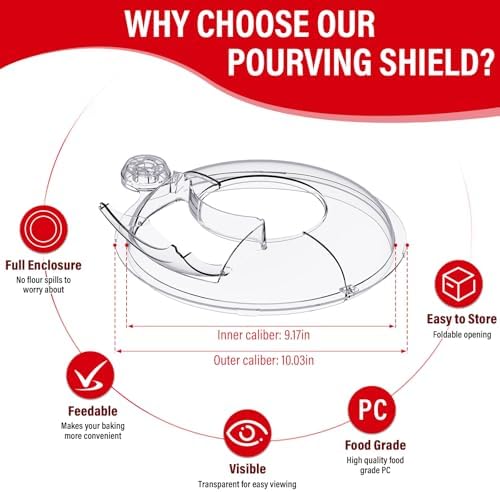 Pouring Shield for KitchenAid 6-7Qt Bowl Lift Stand Mixer (for Stainless Steel Bowls Only), Splash Guard Mixers Bowl Cover for Kitchen aid Accessories and Attachments (Clear)