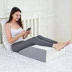 Loeysu Leg Elevation Wedge Pillow with Cooling Gel Memory Foam Top，Flat Top Bed Wedge Pillow for Leg and Back Support, Improving Blood Circulation, Alleviating Lower Limb and Back Pain