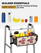 Wiicare Walker Basket for Folding Walker, Basket for Walkers for Seniors with Cup Holder, Foldable Walker Bag, Walker Accessories Gift for Friends, Family and Elders, Red