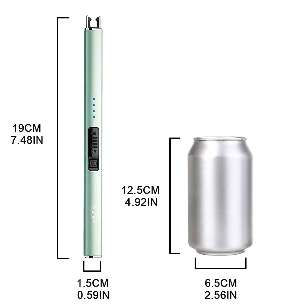 SUPRUS Electric Lighter Arc Windproof Flameless USB Lighter Rechargeable Lighter with Safety Lock for Candle BBQ Camping (Green)