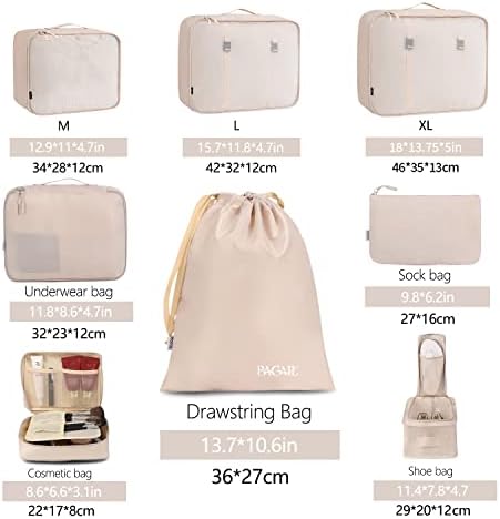 BAGAIL 8 Set Packing Cubes Luggage Packing Organizers for Travel Accessories-Cream