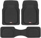 Motor Trend FlexTough Floor Mats for Cars, Deep Dish All-Weather Mats, Waterproof Trim-To Fit Automotive Floor Mats for Cars Trucks SUV, Universal Floor Liner Car Accessories, Black, Full Set