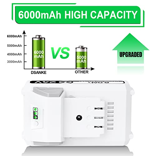 DSANKE 6.0Ah 24VBAT-LTE Replacement Lithium Ion Battery for Snow Joe and Sun Joe 24V Battery Compatible with Snow Joe&Sun Joe 24BAT-LTX 24VBAT-LTW 24VBAT-LTE 24VBAT-LT 24VBAT 24VBAT-XR