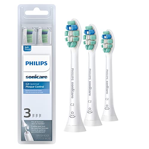 Philips Sonicare 4100 Electric Rechargeable Power Toothbrush, Black, with Genuine Philips Sonicare Optimal Plaque Control Replacement Toothbrush Heads, White, 3 Pack