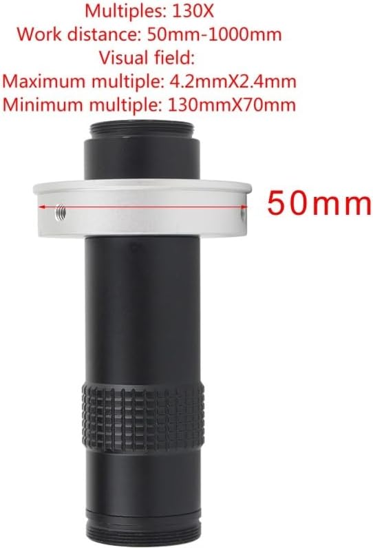 Microscope Accessories Kit Adjustable 180X 120X 300X 200X 130X Zoom C Mount Lens 0.7X~4.5X Magnification 25mm for USB Industry Video Microscope Camera Microscope Slides (Color : 130X)