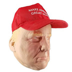 RIRIYEYE Halloween Masks for Adult, Donald Trump Mask with Hat, Donald Trump Costume Dress Up Props for Cosplay Party, Premium Latex Full Face Mask for Men Women