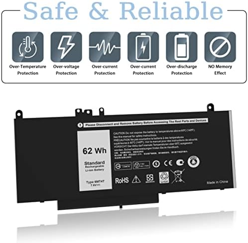 E5470 battery E5570 battery 6MT4T Battery Compatible with Dell Latitude 14 5470 E5470 15 5570 E5570 Precision 15 3510 M3510 Series Notebook Replacement for 7V69Y TXF9M 79VRK HK6DV 07V69Y [7.6V/62Wh]