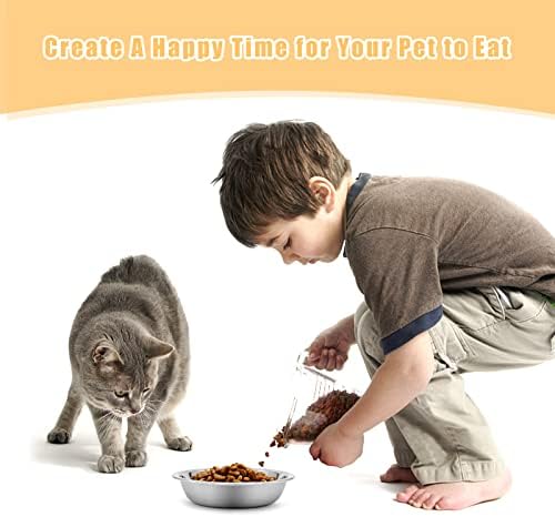 5 PCS Cat Bowls Whisker Friendly, Shallow Wide Flat Cat Food Bowls Stainless Steel,Metal Cat Dishes Whisker Fatigue Relief,Replacement Basic Cat Plates for Elevated Stand,Dishwasher Safe…