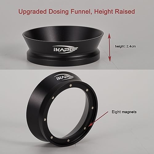 54mm Espresso Dosing Funnel, Magnetic Dosing Funnel with 8 Magnets, Espresso Accessories Coffee Dosing Ring Compatible with 54mm Breville Portafilter Series(Black)