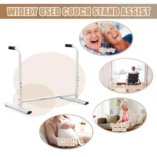 THOOUM Couch Chair Sofa Stand Assist for Seniors, Height & Width Adjustable Couch Lift Assist for Elderly Mobility Sit to Stand(300LBs Loading, Polished White)