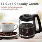 12-Cup Glass Carafe Replacement for Cuisinart Coffee Maker Models DCC-1200, DCC-1100BK, DCC-2650, CHW-12, CHW-12P1, DGB-550BK, DGB-550BK1, DGB-625BC, DGB-700BC, and SS-12 | Part# DCC-1200PRC