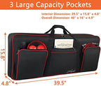 SNIGJAT 61 Key Keyboard Case Soft, Full Padded Piano Case with Handles and Adjustable Shoulder Straps, Waterproof Piano Keyboard Carrying Case with 3 Pockets for Accessories (Size: 39.5"x15.8"x4.8")