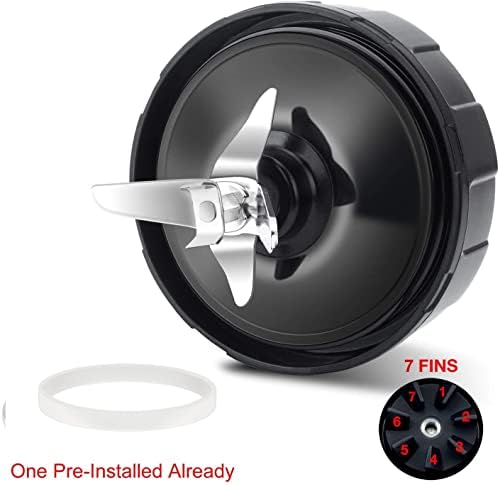 for Ninja Blender Blade Replacement Parts 7 Fins Compatible with Nutri Ninja Auto iQ BL642-30 BL482-30 BL682-30 with Silicone Rubber Gaskets Seal Ring Mixer Attachment, Updated
