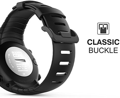 MoKo Suunto Core Watch Band, Classic Replacement Soft Wrist Band Strap with Metal Clasp for Suunto Core Smart Watch, Fits 5.51"-9.06" (140mm-230mm) Wrist, All Black