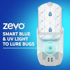 Zevo MAX Bug Catcher & Fly Trap for Indoors - Flying Insect Trap for Gnats, House & Fruit Flies - Use in Any Room - No-Mess Disposal (2 Plug in Bases & 3 Cartridges)