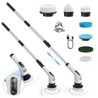 Electric Spin Scrubber with Long Handle: Cordless Power Shower Scrubber - Spin Brush with 7 Brush Replacement Heads for Cleaning Bathroom,Tub, Tile
