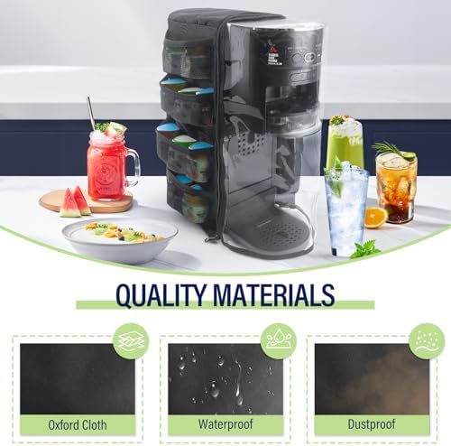 Soda Maker Dust Cover Fits for Ninja Thirsti WC1001, Soda Machine Cover Accessories for Ninja Thirsty Drink System, Extra Pockets Holds 12 Flavor Pods (Cover Only)