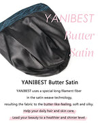 YANIBEST Silk Satin Bonnet Hair Cover Sleep Cap - Blue Adjustable Stay on Silk Lined Slouchy Beanie Hat for Night Sleeping