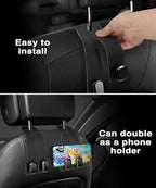 Car Hooks for Headrest, 2PCS Car Purse Hooks Luxurious leather 100% Metal Car Hangers for Seat Multifunctional Car Bag Hook Car Seat Back Storage Hook Accessories (Black)