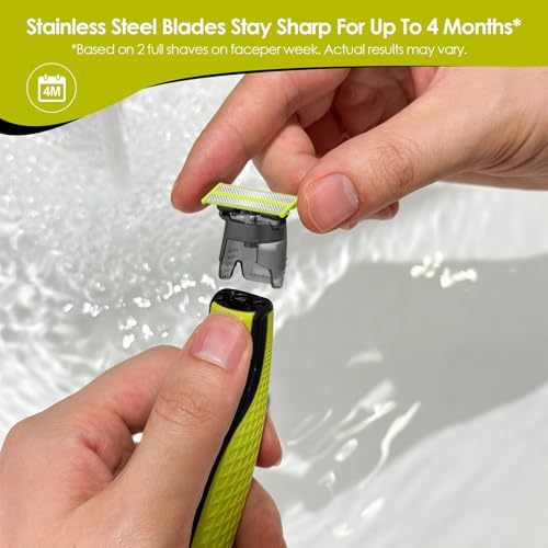 4-Pack replacement blades with 3 Guide Combs,Compatible with Norelco One blades Suitable spare blades QP14xx、QP25xx、QP26xx、QP27xx、QP28xx