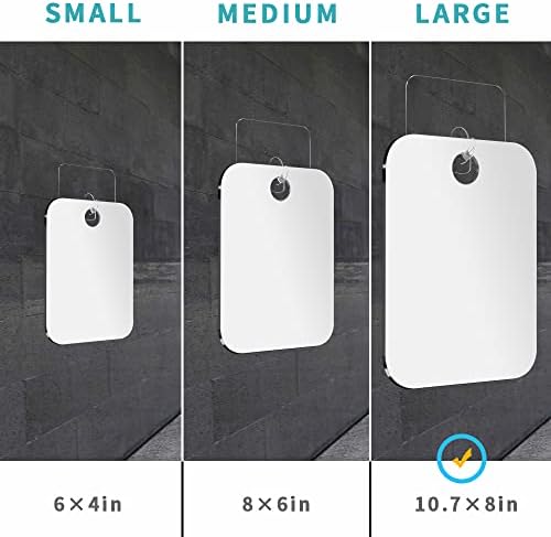 Shatterproof Shower Mirror Fogless for Shaving(2 Pack,Larger 10.7x8 inch)43% Than Original,Unbreakable Deluxe Plexiglass Makeup Mirror,Largest Bathroom Wall Hanging,Portable Handheld Camping,Silver