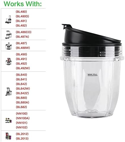 2 Pack Replacement Parts Cup with Lid,Compatible with Ninja Blender Auto iQ BL480 BL482 BL642 NN102 BL682 BL450 BL2013 (2 12oz)