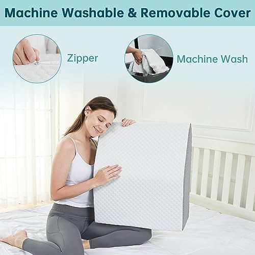 Loeysu Leg Elevation Wedge Pillow with Cooling Gel Memory Foam Top，Flat Top Bed Wedge Pillow for Leg and Back Support, Improving Blood Circulation, Alleviating Lower Limb and Back Pain