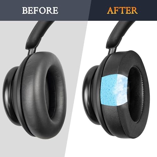 SOULWIT Cooling Gel Earpads Replacement for Anker Soundcore Space Q45 Headphones, Ear Pads Cushions with Ice Silk Fabric, High-Density Noise Isolation Foam - Black