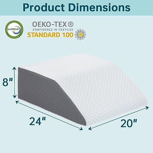 Loeysu Leg Elevation Wedge Pillow with Cooling Gel Memory Foam Top，Flat Top Bed Wedge Pillow for Leg and Back Support, Improving Blood Circulation, Alleviating Lower Limb and Back Pain