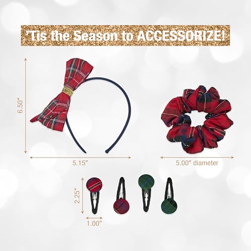 Scunci by Conair 3pk Tartan Bow Headband, Barrette, and Scrunchi Set - teen girl gifts trendy stuff - beauty gifts - hair accessories for girls and women - Tartan