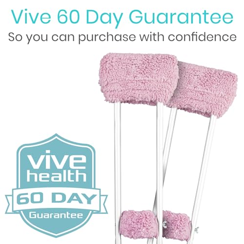 Vive Sheepskin Crutch Pads & Hand Grips for Adults, Kids, Crutches, Armpits - Accessories Knee Scooter Foot Injuries Pillow for 5ft Medical 6 feet Youth Padding Arm Underarm Folding Walking Crutches