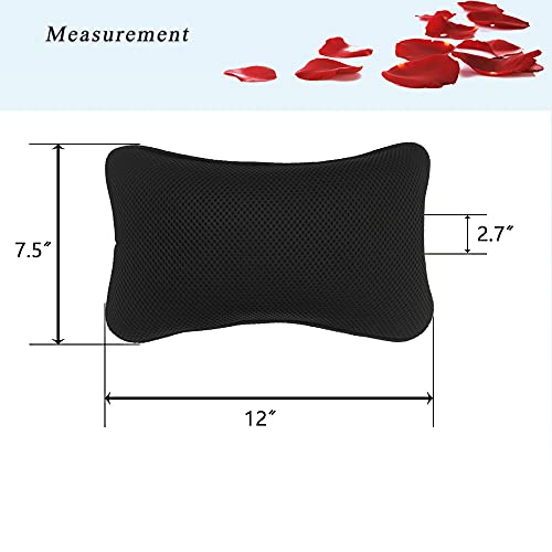 Bathtub Bath Pillow - Spa Pillow with Headrest Cushion - Hot Tub Pillow - Neck and Head Rest Support for Bath or Shower - Bath Stuff Accessories(New Black)