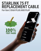 100ft Starlink Gen 3 Cable - 32/50/75/100/150ft Starlink Replacement Cable, High-Speed Satellite Internet Accessory & Extension Cord for Star Link V3 Dish