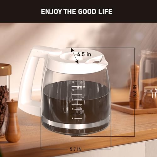 12-Cup Coffee Pot Replacement Compatible with Cuisinart Coffee Maker Models SS-12, SS-15, SS-16, DCC-1100BK, DCC-1200, DCC-2650, CHW-12P1, DGB-400, DGB-550BK, DGB-550BK1, DGB-625BC and DGB-700BC White