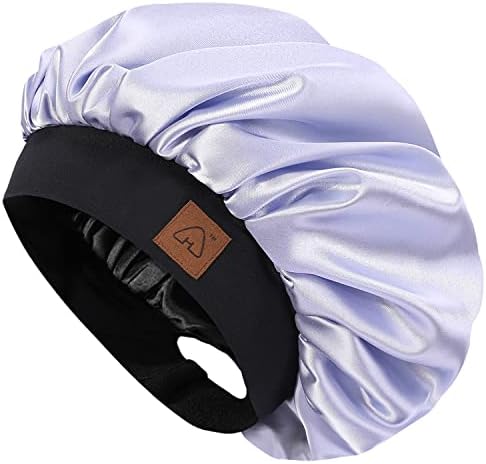 HAT HUT Satin Bonnet Silk Bonnet Sleep Cap for Women Hair Bonnet for Curly Hair Sleeping Adjustable Wide Band Double Layer